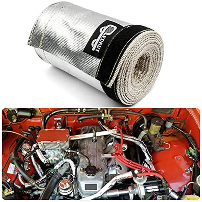 Heat Shroud Aluminized Sleeving Heat Shield fuel line wire heat sleeve 1-1/2''I.D. x 10FT with 20 Pcs 7.8Inch Stainless Steel Cable Metal Zip Ties - size: 1-1/2''I.D. x 10FT