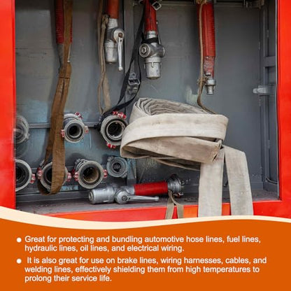 HARFINGTON 25mm(1" x 7 FT) ID Fire Sleeve Heat-Shielded Fire Sleeve Silicone Coated Fiberglass Heat Protection for Automotive Hose Lines Electrical Wiring, Red