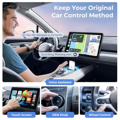 Wireless Carplay Adapter for iPhone, Convert Wired Car Play to Wireless, 2 in 1 Plug and Play Mini CarPlay and Android Auto Adapter for iOS 10 Android 11 and Above, Cars with Built-in Carplay (White) - color: White-Silver