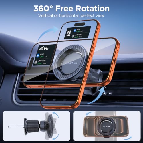 Miracase Car Phone Holder for Magsafe [Strong Magnets] Magnetic Phone Holders for Your Car, 360°Adjustable Air Vent Hands Free Cell Phone Mount Cradle Fit iPhone 17-12 & All Smartphones, Carbon Fiber - color: Carbon Fiber Black