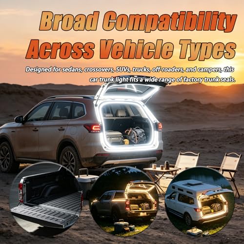 157.48 Inch Flexible Trunk Light Strip,Water-Resistant LED Light Strip for Car with Soft White Glow,Universal Concealed Ambient Lighting Car Strips Cars Accessories with Tools
