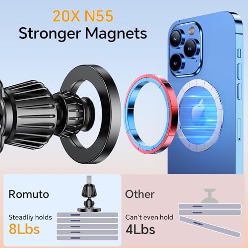 Romuto for MagSafe Car Mount【20 Strong Magnets】 Magnetic Phone Holder for Car Dashboard【360°Rotation】 Car Phone Holder Mount for iPhone 16 Pro Max 15 14 13 12 Plus soporte de telefono para carro