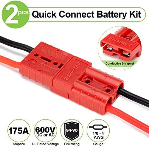Spurtar 175A Battery Quick Connect/Disconnect, 2 Pack, 1/0 AWG, Red - color: Red, size: 175A(2 Pack)