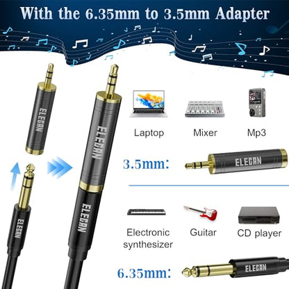 Elecan 6.35mm (1/4 Inch) TRS Male to XLR Male Cable 4Ft, Balanced Professional Shielded Stereo Microphone Cable Cord, Gold Plated for Mixer AMP Speaker Amplifier with 6.35 to 3.5mm Adapter+Ties - size: 4FT, style: 6.35mm to XLR Male
