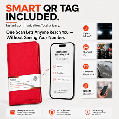 Insurance and Registration Holder, Red Premium PU Leather Glove Box Folder - color: Red