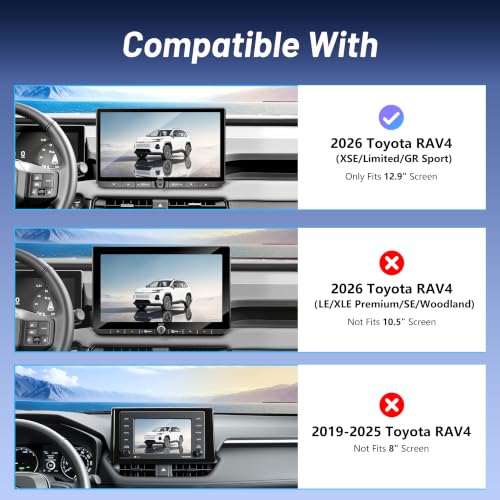 Phone Holder for 2026 Toyota RAV4 (ONLY Fits 12.9" Screen), MagSafe Car Mount Charger, Magnetic Phone Holder, 15W Wireless Charging, Car Adapter Included, 360° & Hands Free, RAV-4 Interior Accessories - size: Toyota RAV4 | 2026 (12.9" Screen)