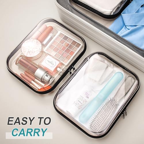 Sanwuta 6 Clear Hard Zipper Case, Black, 9.84 x 7.87 x 2 Inch - color: Black, size: 9.84 x 7.87 x 2 Inch