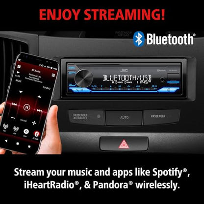 JVC KD-SX27BT Car Stereo with Bluetooth, 100W Digital Media Receiver, 1.5A USB, Single DIN Head Unit with AM/FM Radio & AUX-in, iOS/Android JVC Remote App, 13-Band EQ, Dual Phone Connection - style: Single DIN Car Stereo
