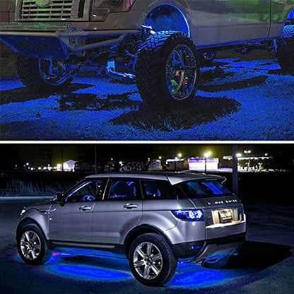 8PCS Blue Led Truck Bed Lights Kit,Pickup Bed Lighting Kit,Rock Light with w/Switch,IP68 Waterproof for Car Underglow,Cargo Bed,Foot Wells,Side Marker,Rail Light,Rear Work Box Lighting Kit