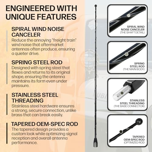 15 Inch Black Antenna for Ford F-150 F-250 F-350 Raptor (1950-2026) Bronco - color: Black