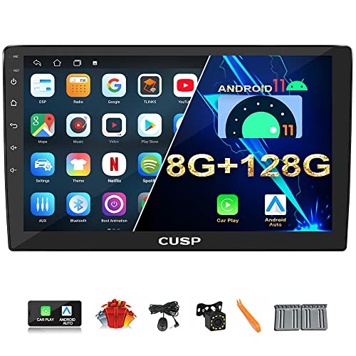 CUSP New Car Stereo Radio, 9 Inch Android Double Din Car Radio with 8GB RAM 128GB ROM, QLED 1280×720 Touch Screen, Wireless CarPlay Android Auto, GPS Navigation, Bluetooth, WiFi, DSP, SWC - color: 9 Inch 8G+128G+Car Play and Android Auto