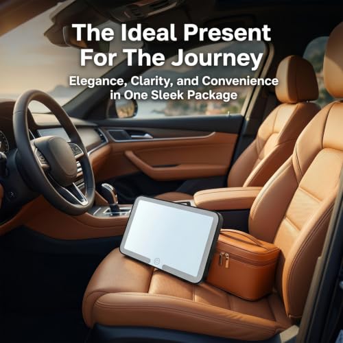 Car Sun Visor Vanity Mirror, Slim Makeup Mirror with Adjustable Straps