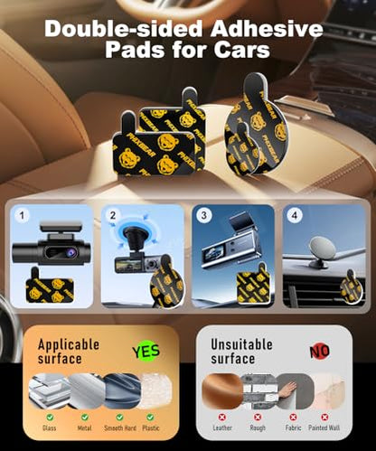 PHIXBEAR Extreme Env. Double Sided Sticky Pads for Dash Cam Mount - Outdoor Heavy Duty Strong Mounting Tape Waterproof Heat Resistant, 36Pcs 1’’ & 2’’ Adhesive Tape for Car Phone Holders - size: 36Pcs 1’’ & 2’’