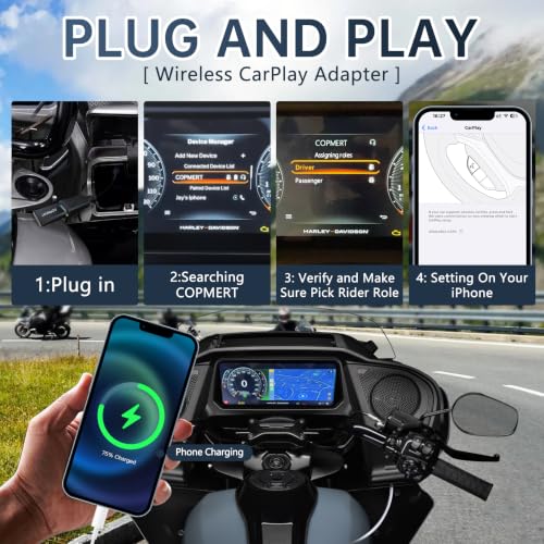 Bypass Motorcycle Wireless CarPlay Bluetooth Adapter - color: Dark Black