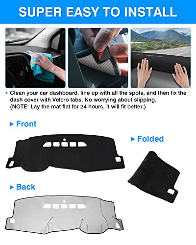 Autorder Dashboard Cover Mat for 2007-2013 Chevy Chevrolet Silverado/GMC Sierra/Avalanche, 2007-2014 GMC Yukon/Chevrolet Tahoe/Suburban with 2 Glove Boxes Accessories Dash Cover Flannel Dash Mat - size: Black 07-13 Silverado 2 Glove Boxes