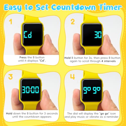 BEN NEVIS Potty Training Watch, Digital Toddler Watch with Countdown/Music/Alarm Clocks/Vibration Reminder and Waterproof, Remind Toddler to Go to The Toilet - color: 22-Yellow