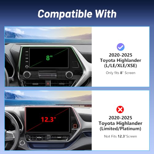 Phone Mount for Toyota Highlander 2020-2025 (8" Screen ONLY, L/LE/XLE), MagSafe Car Mount Charger, Magnetic Phone Holder, 15W Wireless Charging, 360° & Hands-Free, 2023 2024 Highlander Accessories - size: Toyota Highlander | 2020-2025