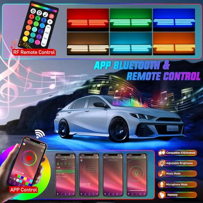 Nilight 8피스 알루미늄 RGB 언더글로우 LED 스트립 조명, 앱 및 리모컨 포함 - color: 알루미늄 언더글로우 스트립 라이트 RGB 8개