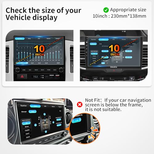 dasaita 10 inch Large Screen 230X138mm Tempered Glass Screen Protector Display Monitor Glass Film for 2 DIN Car DVD GPS Head Unit Global Navigation System - size: 10inches