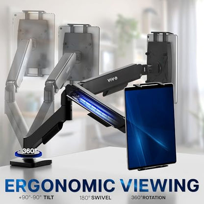 VIVO Height Adjustable Counterbalance Mechanical Arm Tablet Desk Mount, Fits 2-in-1 Laptops and 15.6 inch Portable Monitors, Max VESA 100x100, Black, STAND-V001O-M02 - size: up to 15.6" monitors + arm mount