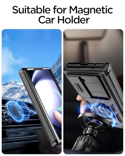AICase for Samsung Galaxy Z Fold 6 Case [Heavy Duty Protective][Camera Lens Cover][Hinge Protection][360°Ring Magnetic Kickstand] Rugged Shockproof 360 Full Protective Phone Cover for ZFold 6 2024_5 - color: Black+Magnetic stand