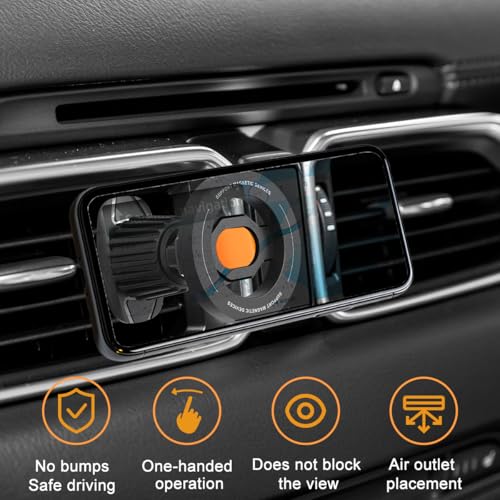 Car Phone Holder, Magnetic 360° Rotation Adjustable Vehicle Phone Mount Changer with Clip, Automotive Air Dashboard Vent Cellphone Holder, Universal for SUV RV Truck (Orange) - color: Orange