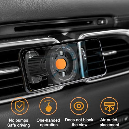 Car Phone Holder, Magnetic 360° Rotation Adjustable Vehicle Phone Mount Changer with Clip, Automotive Air Dashboard Vent Cellphone Holder, Universal for SUV RV Truck (Orange) - color: Orange