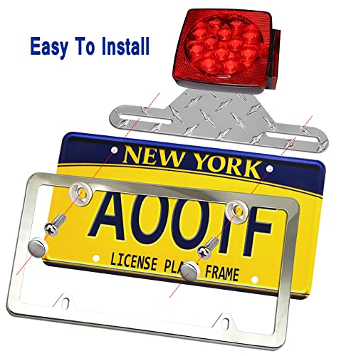 Aootf Trailer License Plate Bracket, Aluminum Holder & Chrome Frame - color: Silver