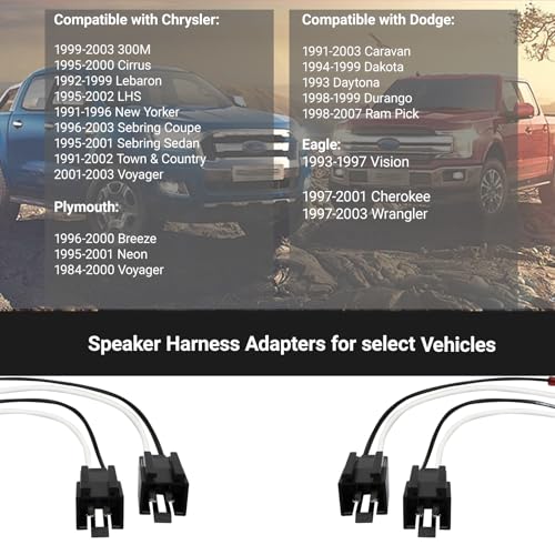 4 PCS Door Speaker Wiring Harness, 72-6512 Audio Speaker Wire Cable Compatible with Select Ram 1500 Dodge Durango Stratus Speakers Adapter Connector Adaptor Plug