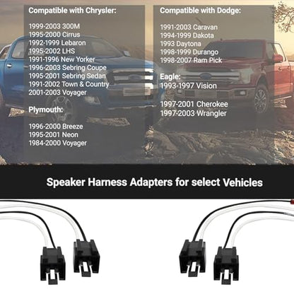 4 PCS Door Speaker Wiring Harness, 72-6512 Audio Speaker Wire Cable Compatible with Select Ram 1500 Dodge Durango Stratus Speakers Adapter Connector Adaptor Plug