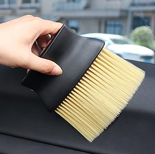 Car Interior Dust Brush, Ultra-Soft Scratch-Free Detailing Duster with High-Density Bristles, Ergonomic Dash Cleaning Tool for Air Vents, Center Console, Leather Seats & Keyboards (Yellow)