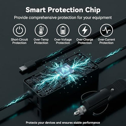 100W Laptop Car Charger USB-C for Dell/Lenovo/LG/HP/Samsung/MacBook Pro/Air