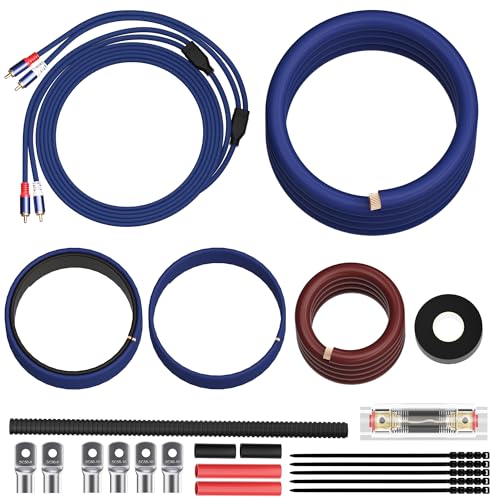 1/0 Gauge Complete Amp Wiring Kit, Premium Car Amplifier DIY Installation Kit, 3000W High Power CCA Cable with Fuse Holder& Full Accessories for Car Truck/RV/ATV Audio Systems Radio Subwoofer Speaker - style: 0-Gauge Kit