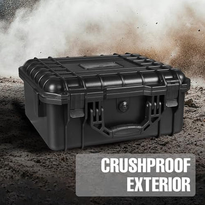 Jack Boss Hard Case, 13.6x11.4x6 Inch Portable Weather Waterproof Protective Camera Case with Customizable Foam, Fit Use of Drones, Camera, Equipments,Black - color: BLACK, size: 13.6x11.4x6 in