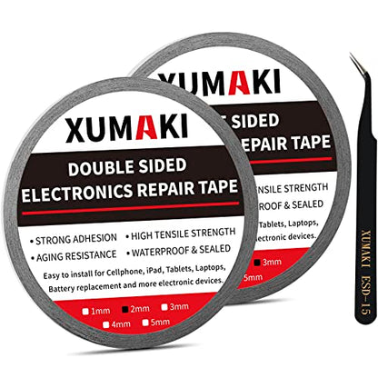 2mm / 3mm x 50M LCD Repair Tape Phone Screen Adhesive Tape LCD Touch Screen Repair Tape with 1 Tweezers for Cell Phone, iPad, Tablets, Laptops, LCD Screen - size: 2mm+3mm