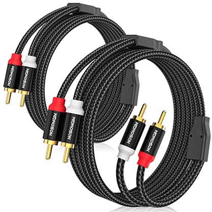 HOSONGIN RCA Cables 6.6ft 2 Pack[Hi-Fi Sound, Nylon Braided, Shielded], 2-Male to 2-Male RCA Audio Stereo Subwoofer Cable Auxiliary Cord for Home Theater, HDTV, Amplifiers, Hi-Fi Systems, Speakers - size: 6.6FT-2Pack