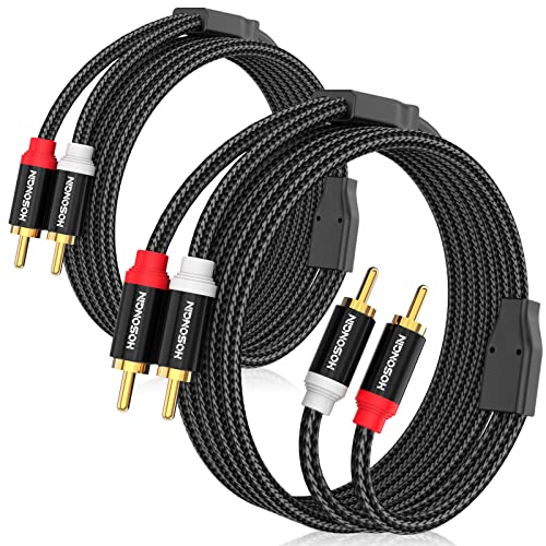 HOSONGIN RCA Cables 3.3ft 2 Pack[Hi-Fi Sound, Nylon Braided, Shielded], 2-Male to 2-Male RCA Audio Stereo Subwoofer Cable Auxiliary Cord for Home Theater, HDTV, Amplifiers, Hi-Fi Systems, Speakers - size: 3.3FT-2Pack