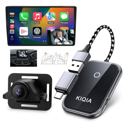 Baby Car Camera with Wireless CarPlay & Android Auto Adapter
