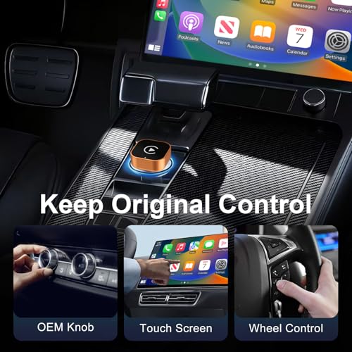 Wireless CarPlay Adapter for Apple iPhone & Android Auto, Mini CarPlay Adapter Convert Wired to Wireless,Plug & Play, Auto-Connect, No Delay, BT 5.4, 2.4G/5G WiFi [2026 Upgraded] - color: Orange