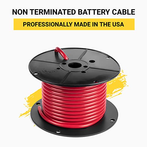 Spartan Power Battery Cable, 100% Pure Copper Wire, Automotive, Inverter, MPPT, Car Audio Speaker Amp Stereo, RV Trailer, Made in USA - size: 10 Feet Red, style: 1/0 AWG