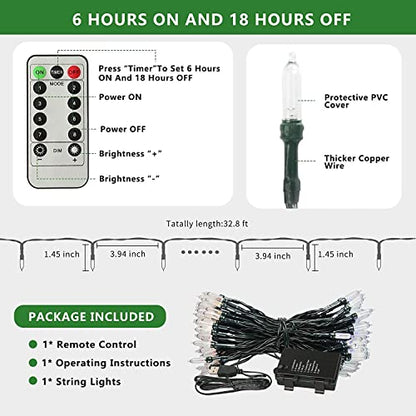 Tcamp 33ft 100LED Battery Operated Christmas Lights with Remote Timer - color: Warm White, size: 33ft 100LED