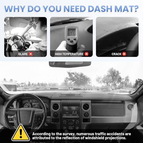 Sunsdrew Black Dash Cover for 2009-2014 Ford F150 Dashboard Cover Mat - size: 09-14 F-150Dash Cover