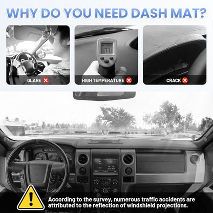 Sunsdrew Black Dash Cover for 2009-2014 Ford F150 Dashboard Cover Mat - size: 09-14 F-150Dash Cover