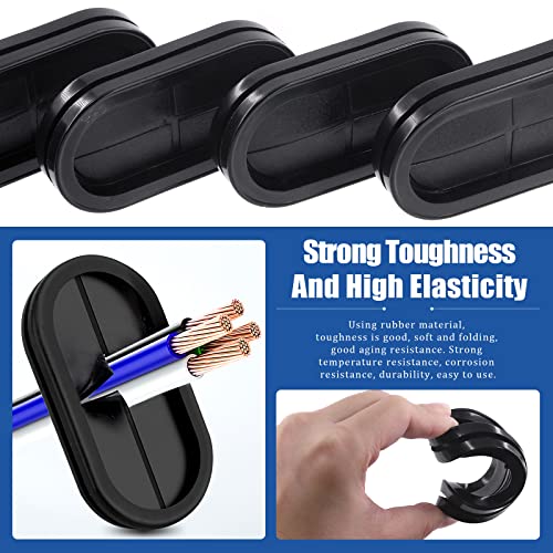 Glarks 8Pcs 1-3/8" x 4" - 40 x 83mm Oval Closed Rubber Grommet, Drill Hole Double-Sided Firewall Hole Plug Wire Protection Electrical Wire Gasket for Wire, Plug, Automotive, Plumbing - size: 1-3/8" x 4"