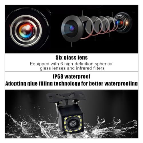 Car Backup Camera, 12 LED Night Vision Waterproof HD Rear View Camera, 170° Wide Angle Long License Plate Frame Reverse Camera for Universal Cars, SUV, Trucks, RV and More