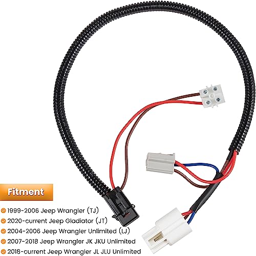 E-cowlboy 12 Volt Power Adapter for 1999-2025 Jeep Wrangler TJ TJU JK JKU JL JLU Unlimited & 2020-2025 Gladiator JT (2-Door & 4-Door)