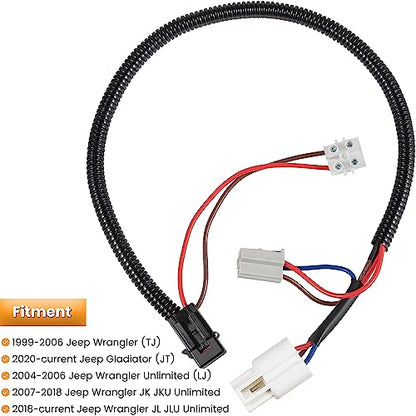 E-cowlboy 12 Volt Power Adapter for 1999-2025 Jeep Wrangler TJ TJU JK JKU JL JLU Unlimited & 2020-2025 Gladiator JT (2-Door & 4-Door)