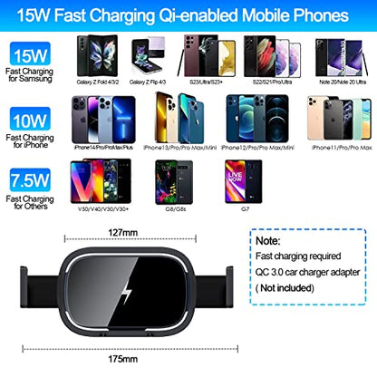 Wireless Car Charger Mount for Samsung Galaxy Z Fold 8 7,15W Fast Charging - color: Black-Without Car Charger