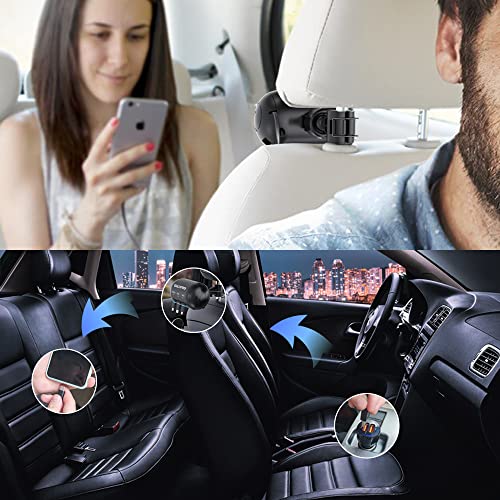 OHLPRO Multi Car Retractable Backseat 3 in 1 Car Charging Station Box Compatible with All Phones | iPhone | Samsung | Uber Taxi Lyft Turo Ride Share Customer Charging Dock Attach to Headrest - size: 2 Pack | 3-IN-1 Charging Station