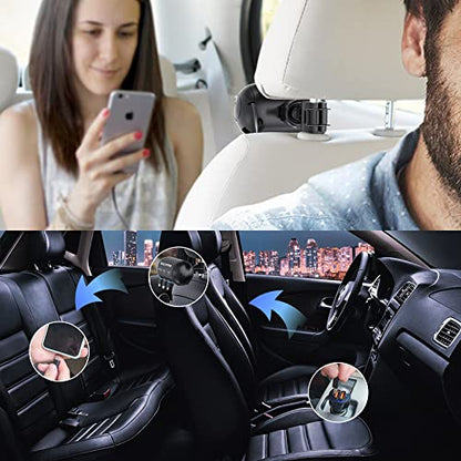 OHLPRO Multi Car Retractable Backseat 3 in 1 Car Charging Station Box Compatible with All Phones | iPhone | Samsung | Uber Taxi Lyft Turo Ride Share Customer Charging Dock Attach to Headrest - size: 2 Pack | 3-IN-1 Charging Station